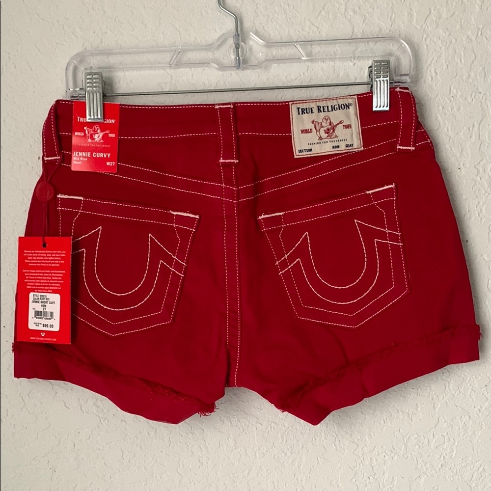 True Religion Red Jean Shorts